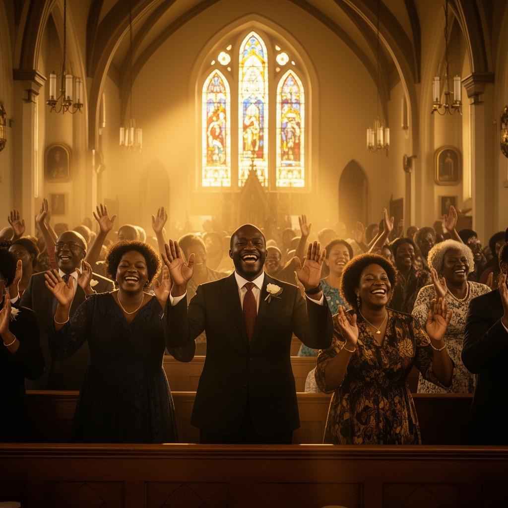 Congregation worshipping in St. Peter's sanctuary